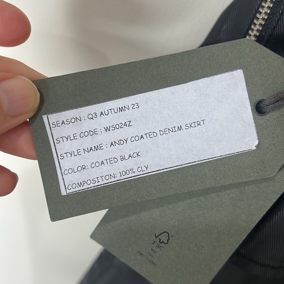 NWT ALL SAINTS Black Andy Coated Denim Skirt Size US 6 - Picture 10 of 16